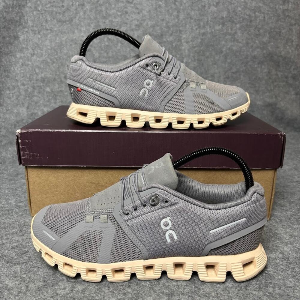 On Cloud 5 Zinc Gray Mesh Athletic Running Shoes Womens Size 7.5 US 59.98883 - Picture 2 of 9